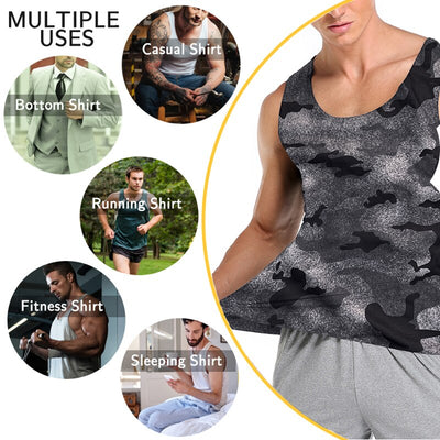 Mens Sweat Athletic Compression Underwear Slimming Body Shaper Tank Top Abs Abdomen Slim Vest Elastic Top Undershirt