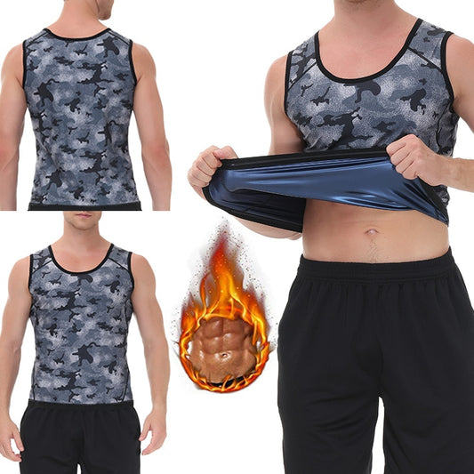 Mens Sweat Athletic Compression Underwear Slimming Body Shaper Tank Top Abs Abdomen Slim Vest Elastic Top Undershirt