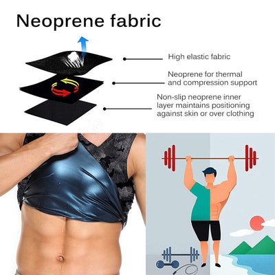 Men Sauna Suit Waist Trainer Polymer Vest Sweat Enhancing Body Shaper for Weight Loss Workout Fitness Tank Top