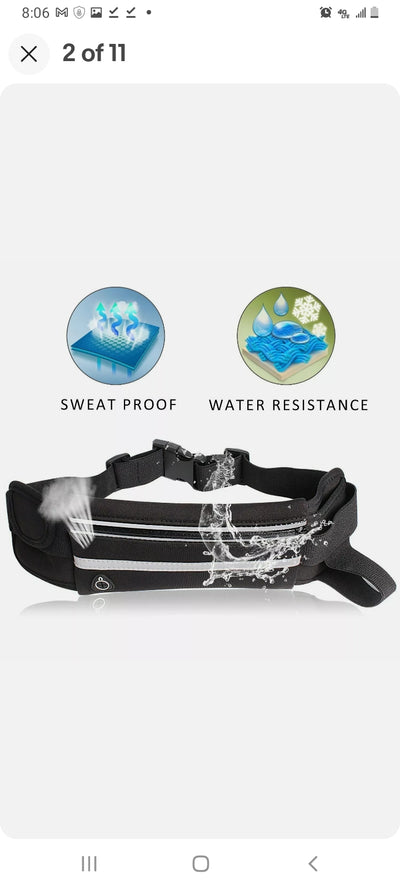 Waterproof Sport Runner Waist Bum Bag Running Jogging Belt Pouch Zip Fanny Pack